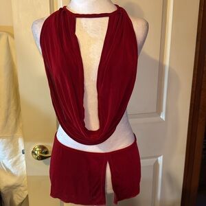 Club Wear candy apple red skirt & top tie at the neck BRAND NEW NEVER WORN